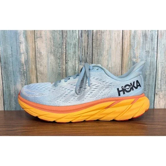Hoka One Clifton 8 Women's 9.5 Wide Blue Orange Summer Song Walking Running Shoe - Picture 3 of 14